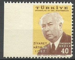 Turkey; 1957 Visit Of The President Of Germany To Turkey ERROR "Imperf. Edge" - Unused Stamps