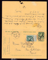 129/41 - Entier Double Pellens IXELLES 1913 Vers PARIS , Réponse Avec TP Semeuse PARIS Vers Bruxelles - RARE Affr. MIXTE - Tarjetas 1909-1934