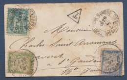 Petite Enveloppe Avec 5c Sage Taxée à 20c - 1859-1959 Storia Postale