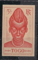 TOGO - 1941 - N°YT. 205a - Jeune Fille 5f Rouge - VARIETE Non Dentelé - Neuf Luxe** / MNH / Postfrisch - Unused Stamps