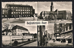 AK Gelsenkirchen-Buer, Hochstrasse, Hauptpost, Rathaus, Schloss Berge  - Gelsenkirchen