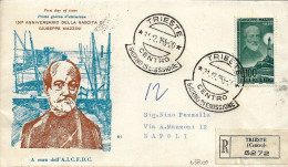 Fdc AICFDC/Italia: GIUSEPPE MAZZINI Posta Aerea 1955; Raccomandata; AF_Trieste - FDC