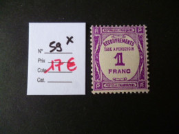 Timbre France Neuf * Taxe N° 59 Cote 17 € - 1859-1959.. Ungebraucht