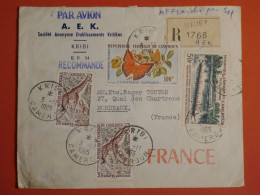 DO 1  AEF SOUDAN BELLE   LETTRE RECO   1965  PETIT BUREAU KRIBI  A  BORDEAUX  FRANCE+ AFF. INTERESSANT +++ - Kameroen (1960-...)