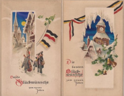 FANTAISIE  -  BESTE GLUCKWUNSCHE ZUM NEUEN JAHRE  -  DURCHSICHTIG  -  2 CARTES  - - New Year