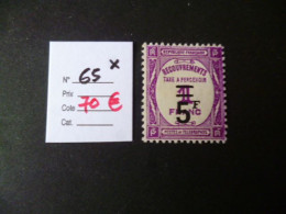 Timbre France Neuf * Taxe N° 65 Cote 70 € - 1859-1959 Postfris