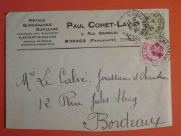 DO 1  MONACO BELLE   LETTRE  1925  A BORDEAUX   FRANCE+ P+AFF. INTERESSANT +++ - Storia Postale