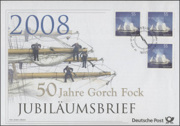 2686 Segelschulschiff Gorch Fock 2008 - Jubiläumsbrief - Autres & Non Classés