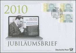 2802 Der Vater Des Computers & 100. Geburtstag Konrad Zuse 2010 - Jubiläumsbrief - Altri & Non Classificati