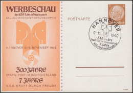 PP 122 Werbeschau KdF-Sammlergruppen - SSt HANNOVER 9.11.1940 - Briefmarkenausstellungen