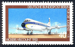 617 Luftfahrt 40+20 Pf Verkehrsflugzeug Vickers Viscount ** - Unused Stamps