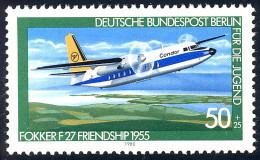 618 Luftfahrt 50+25 Pf Verkehrsflugzeug Fokker F27 ** - Ungebraucht