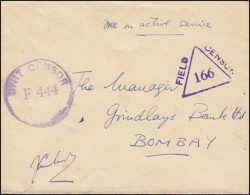 Zensur UNIT CENSOR F 444 - Feldpost Indien FIELD CENSOR 166 Nach BOMBAY 15.7.44 - Sonstige & Ohne Zuordnung