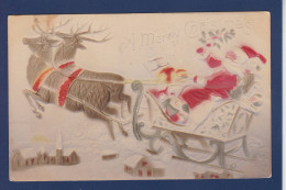 CPA Père Noël Avec Rennes Santa Claus Gaufrée Embossed Circulé - Santa Claus