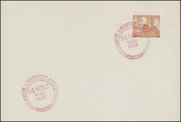 Berlin 4 Pf. Bauten Auf Blanko-Postkarte SSt 4. Bundestag MAINZ Posthorn 19.8.50 - Philatelic Exhibitions