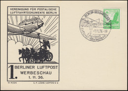 1. Berliner Luftpost-Werbeschau Schmuck-Postkarte Passender SSt BERLIN 1.11.1936 - Exploradores