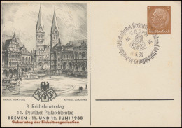 PP 122 Reichsbundtag Philatelistentag Geburtstag, Passender SSt BREMEN 11.6.1938 - Exposiciones Filatélicas