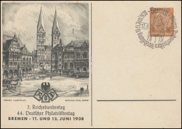 PP 122 Reichsbundtag Und Philatelistentag 1938 Passender SSt BREMEN 12.6.38 - Filatelistische Tentoonstellingen