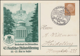 PP 122 Philatelistentag Kassel SSt MANNHEIM Tag Der Biefmarke 9.1.1938 - Expositions Philatéliques