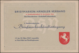 Sonder-Postkarte MARL 1. Nordwestdeutsche Briefmarkenhändlertagung 18.-19.3.1947 - Briefmarkenausstellungen