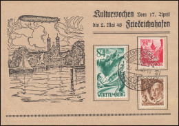 Württemberg Erinnerungskarte Kulturwochen SSt FRIEDRICHSHAFEN 25.4.1948 - Musei