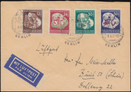 289-292 Weltfestspiele-Satz Auf Lp.-Auslands-Brief Passender SSt BERLIN 8.8.1951 - Other & Unclassified