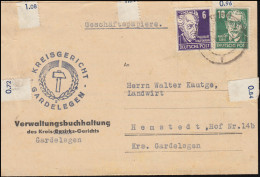 Hauptmann 6 Pf. Und Bebel 10 Pf. Als MiF, Geschäftspapiere GARDELEGEN 13.4.53 - Sonstige & Ohne Zuordnung