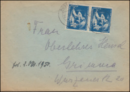 273 Kupferschieferbergbau Als MeF Auf Brief ROSSWEIN 27.9.1950 Nach Grimma - Storia Postale