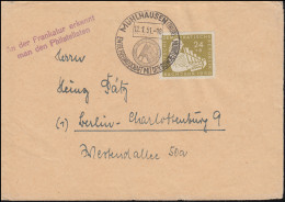 257 Bach 24 Pf. EF Brief SSt MÜHLHAUSEN Freundschaft Mit Der Sowjetunion 12.1.51 - Storia Postale