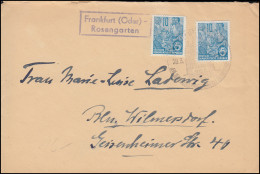 Landpoststempel "Frankfurt (Oder) - Rosengarten" Brief SSt FRANKFURT/O. 28.3.59 - Storia Postale