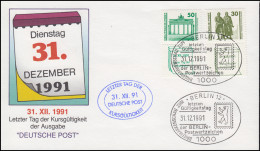 Letzter Gültigkeitstag Von DDR-Briefmarken SSt BERLIN 31.12.91 Auf Schmuck-LDC - Covers & Documents