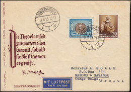 348+353 Karl Marx 20+84 Pfennig Auf Schmuck-FDC ET-O SONDERSHAUSEN 14.3.53 - Storia Postale