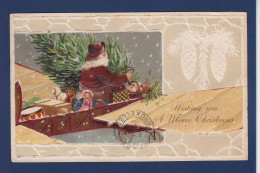 CPA Père Noël Santa Claus Gaufrée Embossed Circulé Avion - Santa Claus