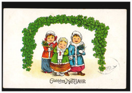 Ansichtskarte Neujahr Kinder Mit Nummer 1 Beeren Glücksklee, IBURG 31.12.1911 - Neujahr