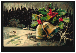 Ansichtskarte Neujahr Winterlandschaft Glocken Beeren, ABBEHAUSEN 31.12.1909 - New Year