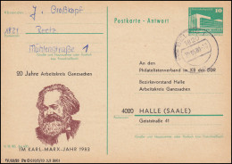 Postkarte P 85A Zudruck: AK Ganzsachen Karl-MarxJahr 1983, BERLIN 20.5.1983 - Otros & Sin Clasificación