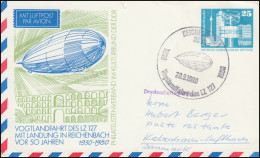 Privatpostkarte PP 16/27a Vogtlandfahrt Zeppelin LZ 127, SSt REICHENBACH 28.9.89 - Sonstige & Ohne Zuordnung