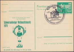 DDR P 79 Schwarzenberger Weihnachtsmarkt Kerzenständer 1979, SSt Schnitzer 4.12. - Autres & Non Classés