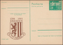 DDR P 79 Jubiläum 775 Jahre Dresden Wappen 1206-1981, ** - Other & Unclassified