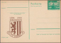 DDR P 79 Jubiläum 775 Jahre Dresden Wappen 1206-1981, ** - Sonstige & Ohne Zuordnung