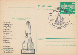 DDR P 79 Ausstellung Brandenburg Postmeilensäule 1987, SSt BRANDENBURG Schloss - Autres & Non Classés