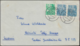 578 Fünfjahrplan 10 Pf. Im Waag. Paar Auf Auslandsbf. JENA 20.2.58 Nach Finnland - Lettres & Documents