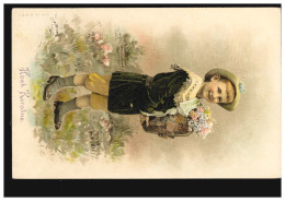 Ansichtskarte Vornamen: Hoch Karoline! Kind Mit Blumenvase, WIEN 1908 - Firstnames