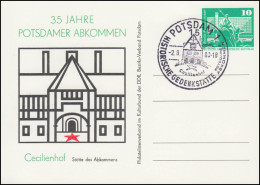 PP 15/17 Bauwerke 10 Pf Potsdamer Abkommen 1981, SSt POTSDAM Cecilienhof 1981 - Autres & Non Classés