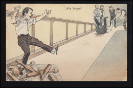 Sport-AK Kegeln: Alle Zehne! Der Umgefallene Werfer, Humor, DRESDEN 27.8.1908 - Otros & Sin Clasificación