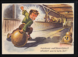 Sport-AK Kegeln: Bowlingbahn Ausdauer Und Beharrlichkeit Humor, 1949 - Other & Unclassified