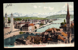 AK Schweiz: Zürich Und Die Alpen, ZÜRICH 9.4.1906 Nach ZUID-SCHARWOUDE 11.4.06 - Andere & Zonder Classificatie