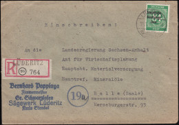 211 SBZ-Aufdruck Als EF Auf R-Brief Not-R-Zettel LÜDERITZ (Kr. STENDAL) 11.1.49 - Andere & Zonder Classificatie