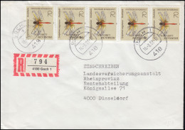 1550 Libellen Heidelibelle Als MeF Senkr. 5er-Streifen R-Brief GOCH 16.3.1992 - Other & Unclassified