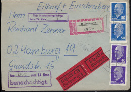 936+937 Ulbricht Je Senkrechtes Paar Eil-R-Brief ZWICKAU 17.12.1973 Nach Hamburg - Altri & Non Classificati